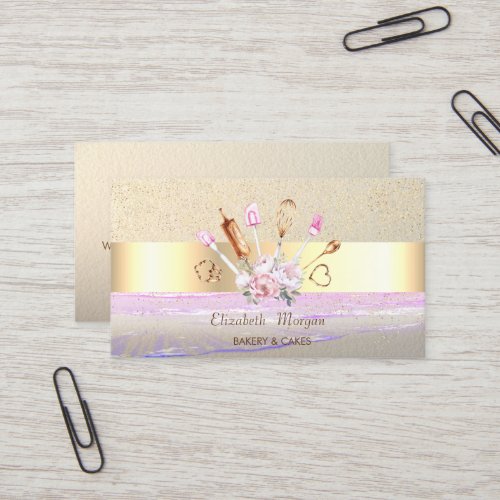 Modern Gold ConfettiStripeBakery Tools Business Card