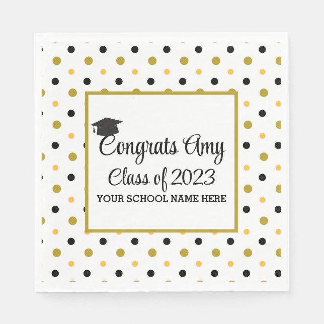 Modern Gold Congrats Graduation Class of 2023 Napkins (Front)