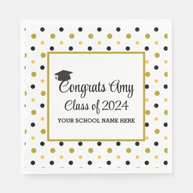 Modern Gold Congrats Graduation Class of 2025 Napkins (Front)