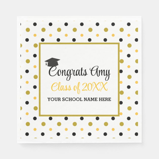 Modern Gold Congrats Graduation Class of 2025 Napkins (Front)