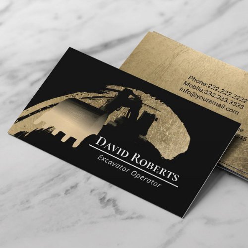 Modern Gold Construction Excavator Plant Operator Business Card