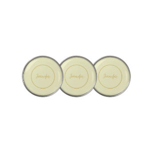 Modern Gold & Cream Color Calligraphy Plain Unique Golf Ball Marker