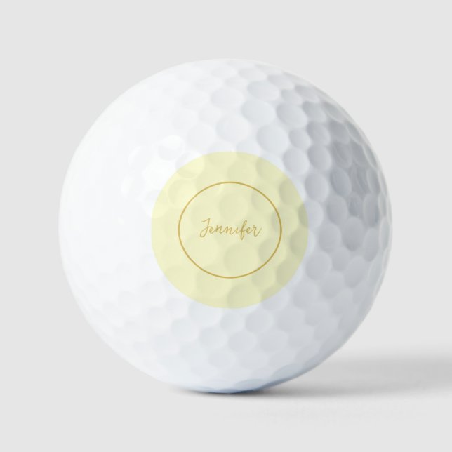 Modern Gold & Cream Color Calligraphy Plain Unique Golf Balls (Front)
