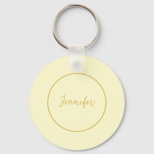 Modern Gold & Cream Color Calligraphy Plain Unique Keychain
