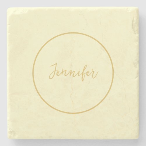 Modern Gold  Cream Color Calligraphy Plain Unique Stone Coaster