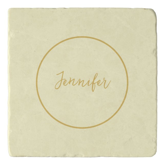 Modern Gold & Cream Color Calligraphy Plain Unique Trivet (Front)