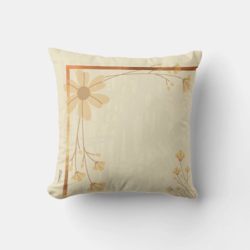 Modern Gold Cream Floral Throw Pillow
