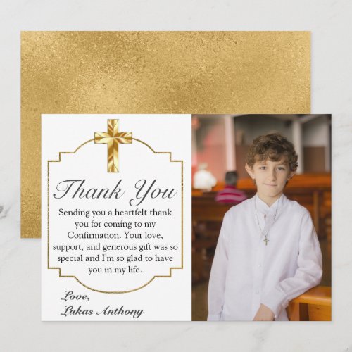 Modern Gold Cross Boy's Confirmation Photo 