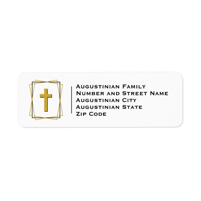 Modern Gold Cross Return Address Label (Front)