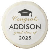 Modern Gold Custom Congrats Graduation Party Sugar Cookie (Front)