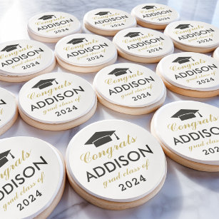 Modern Gold Custom Congrats Graduation Party Sugar Cookie