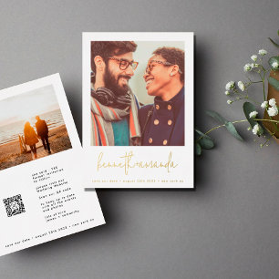 Modern Gold Custom Names Simple Save The Date Foil Invitation