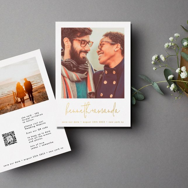 Modern Gold Custom Names Simple Save The Date Foil Invitation (Creator Uploaded)