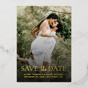 Modern Gold Custom Photo Wedding Save the Date Foil Invitation
