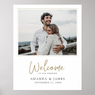 Modern Gold Custom Picture Wedding Welcome Poster