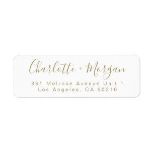 Modern gold custom script simple chic Wedding Label
