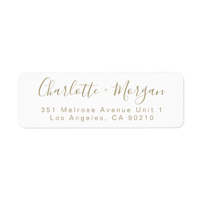 Modern gold custom script simple chic Wedding Label (Front)