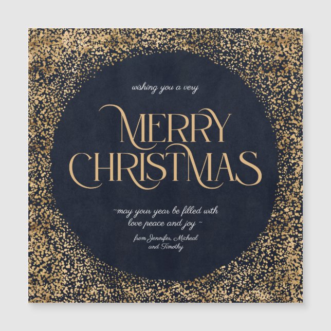 Modern Gold Dark Blue Elegant Merry Christmas (Front)