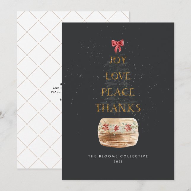  Modern Gold Dark Gray Minimal Typography Business Holiday Card (Front/Back)