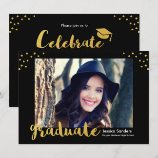 Modern Gold Decor Graduate Photo Graduation Party Invitation