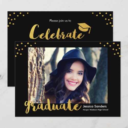 Modern Gold Decor 2018 Grad Photo Graduation Party Card