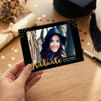 Modern Gold Decor Graduate Photo Graduation Party Invitation