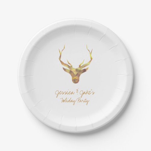 Modern Gold Deer Holiday Paper Plates