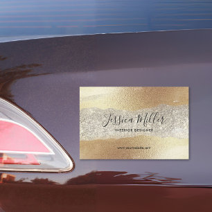 Modern Gold Diamond Glitter Faux Foil Luxury Glam Car Magnet