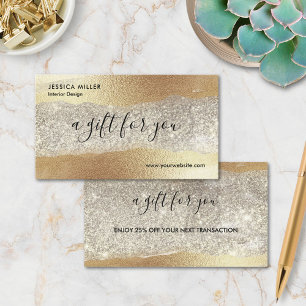 Modern Gold Diamond Glitter Faux Foil Luxury glam Discount Card