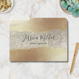 Modern Gold Diamond Glitter Faux Foil Luxury Glam File Folder
