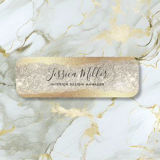 Modern Gold Diamond Glitter Faux Foil Luxury Glam Name Tag