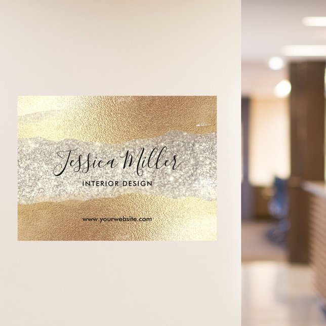 Modern Gold Diamond Glitter Faux Foil Luxury Glam Wall Decal (In situ)