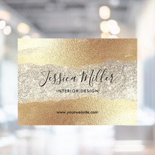 Modern Gold Diamond Glitter Faux Foil Luxury Glam Window Cling