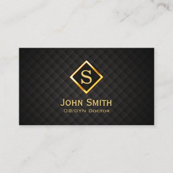 Modern Gold Diamond Monogram Ob/gyn  Business Card by cardfactory at Zazzle