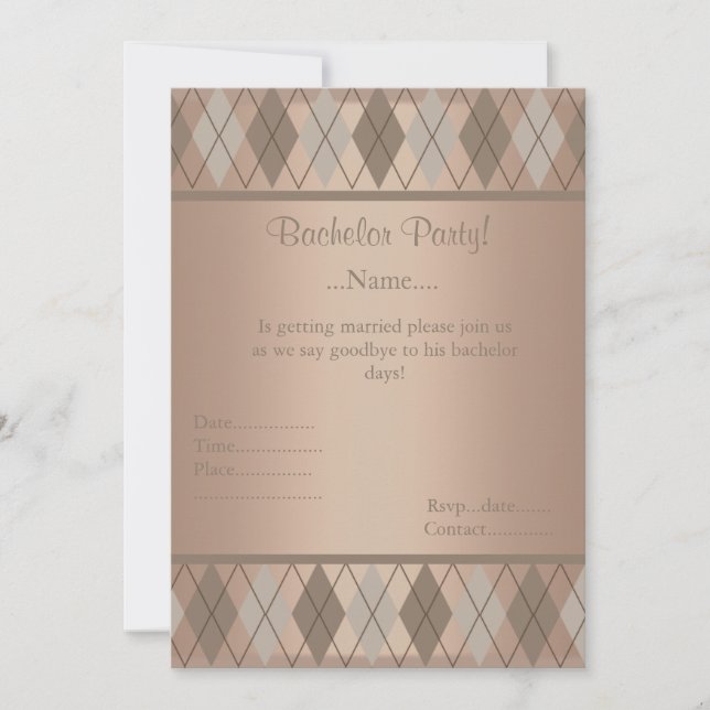 MODERN GOLD DIAMONDS BACHELOR PARTY INVITATION (Front)