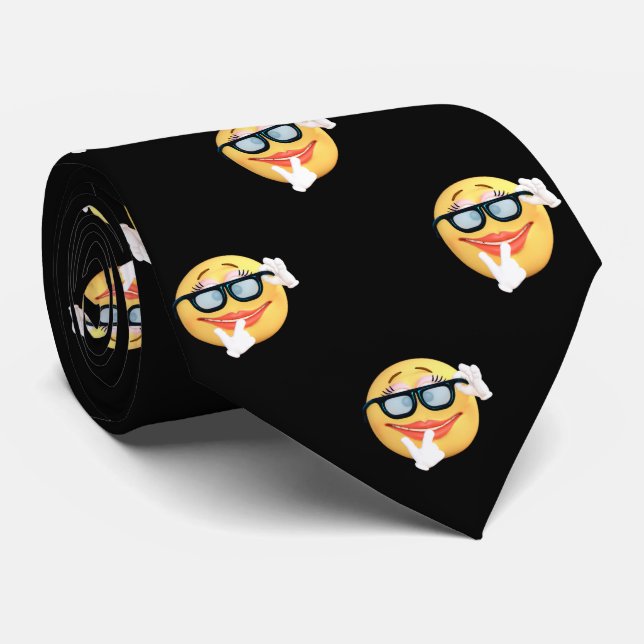 Modern Gold Dots  ,Emoji Face Neck Tie (Rolled)