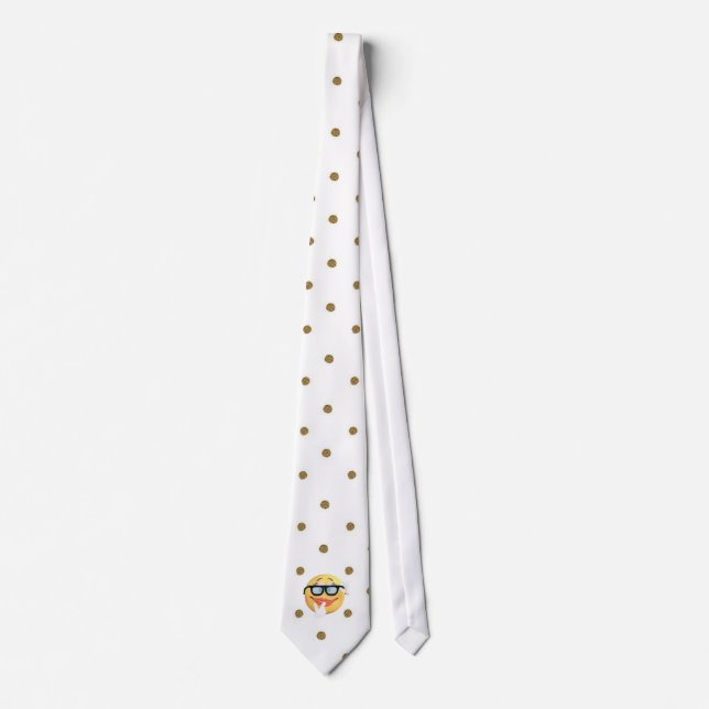 Modern Gold Dots  ,Emoji Face Neck Tie (Front)