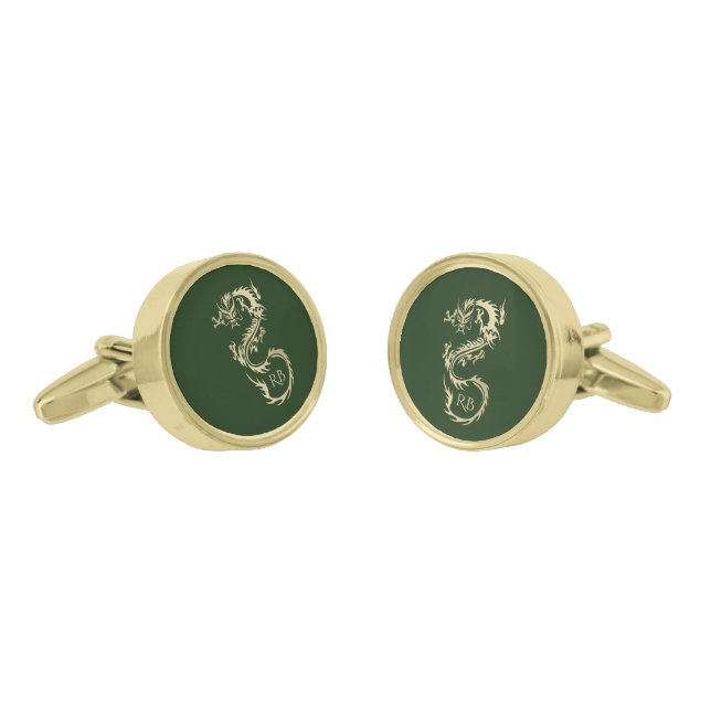 Modern Gold Dragon Cufflinks (Angled)