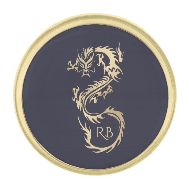 Modern Gold Dragon Finish Lapel Pin (Front)