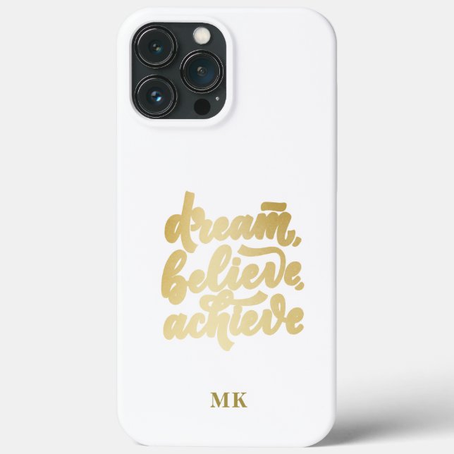 Modern Gold Dream Believe Achieve  Motivational    Case-Mate iPhone Case (Back)