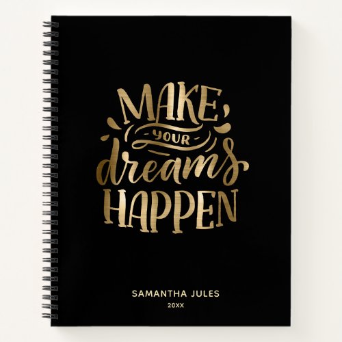 Modern Gold Dream Believe Achieve  Motivational   Notebook