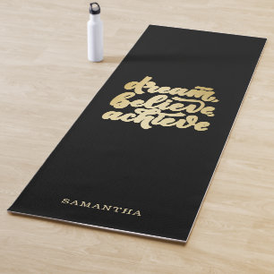 Modern Gold Dream Believe Achieve  Motivational  Yoga Mat