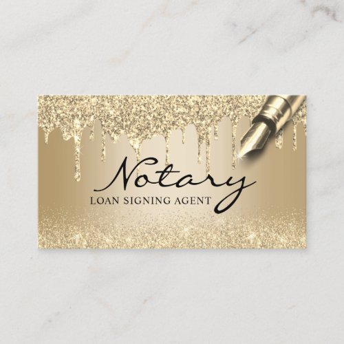 Modern Gold Drips Notary Loan Signing Agent Business Card