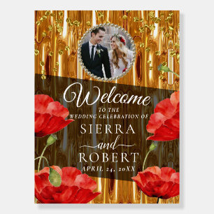 Modern Gold Drips Photo Wedding Welcome Sign