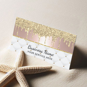 Modern Gold Drips Rose Gold Luxury Beauty Salon Business Card