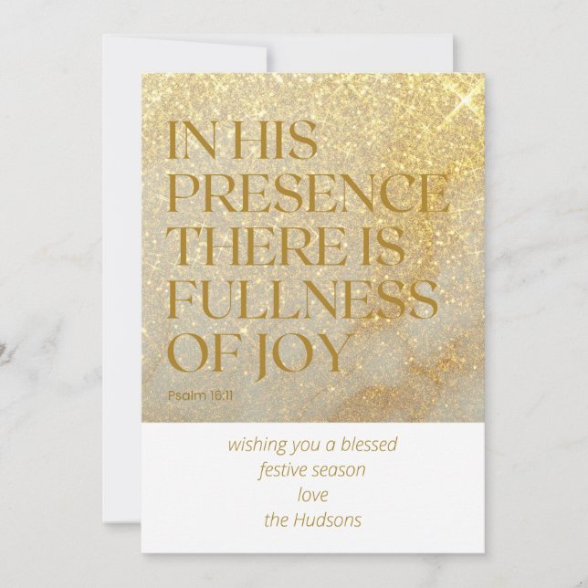Modern Gold Dust Psalm Christmas Holiday Card (Front)