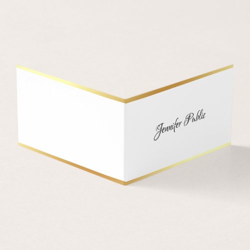 Modern Gold Elegant Hand Script Simple Template Business Card
