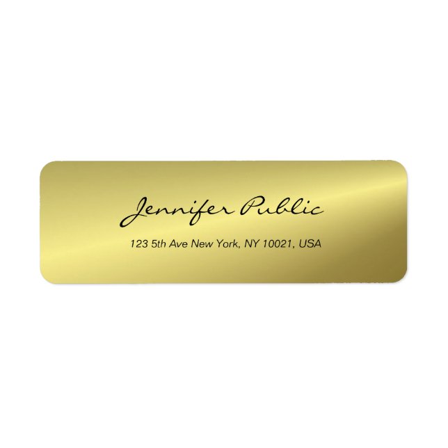 Modern Gold Elegant Handwritten Script Template Label (Front)