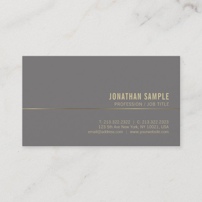 Modern Gold Elegant Minimalist Plain Chic Luxury Business Card (Front)