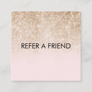 Modern Gold Elegant Pink Beauty Salon Referral Card